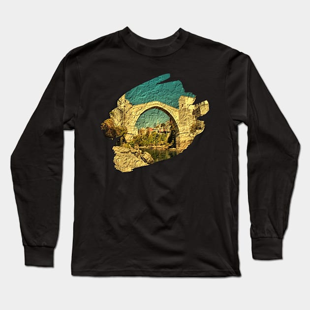 Mostar Bosnia Long Sleeve T-Shirt by ELDesings